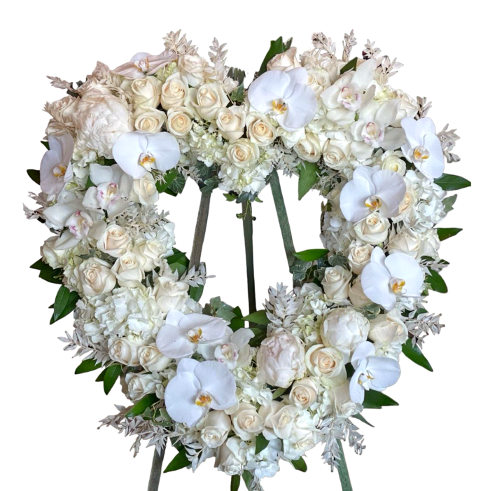 White Open Heart Wreath