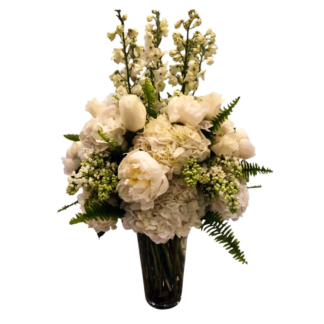 Elegant white tall vase flowers