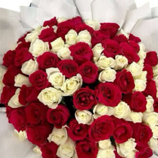 Fifty white and red bouquet