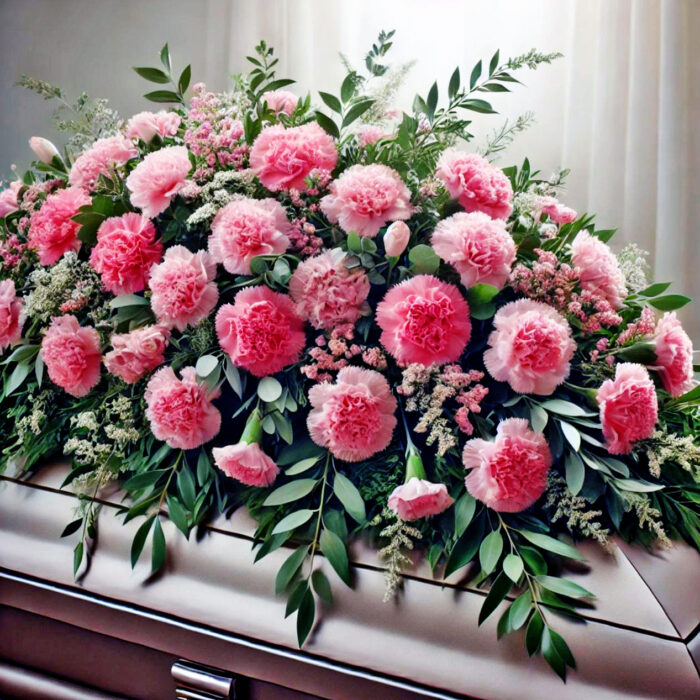 Pink carnation casket spray