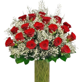 Red roses with baby breath- queen creek