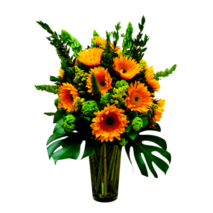 Sunflowers in tall vase flower delivery