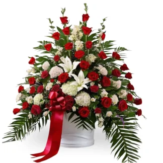 White and Red floor basket-