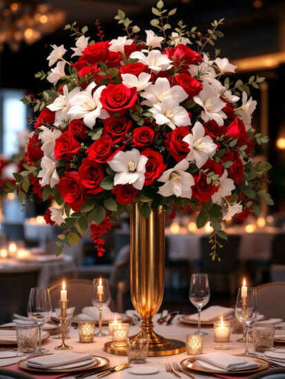 Wedding high centerpiece in restaurant(1)