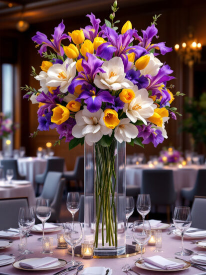 Wedding high centerpiece in restaurant(1)