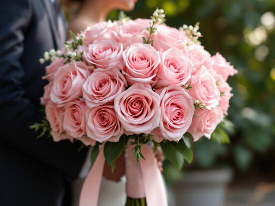 pink roses wedding bouquet (1)