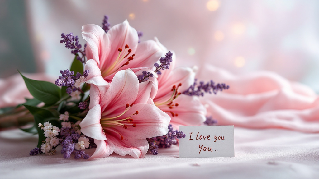 bouquet Flowers with lilies for i love you