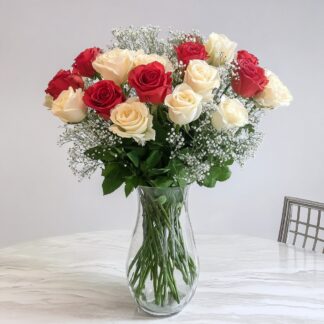 12 Long Stem Roses white red