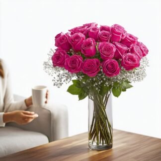 24 Long Stem Roses (Hot Pink)