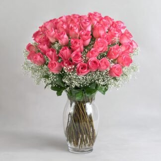 50 Long Stem Roses — an impressive and luxurious bouquet of 50 premium long-stem roses, symbolizing deep love, admiration, and celebration. Perfect for making a grand romantic gesture or marking a truly special occasion.