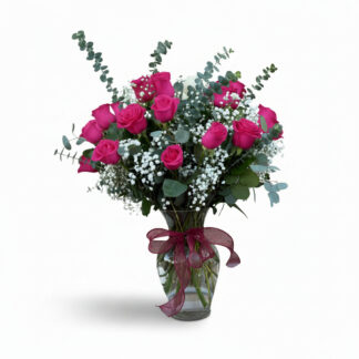 24 Long Stem Roses (Hot Pink)